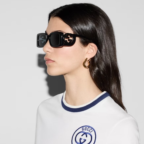 Gucci Rectangular‎ Sunglasses Interlocking G Logo Black Fashion GG1325S main image 4